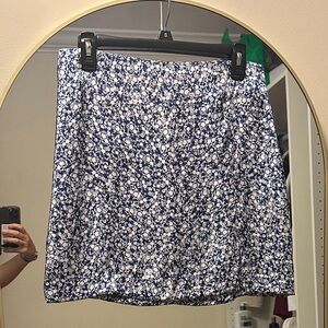 Zara Blue and White Floral Mini Skirt